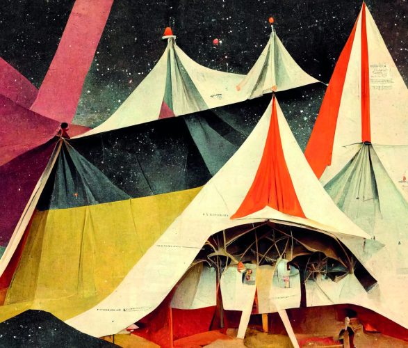 3D rendering of a bazaar tent inside the carnival show
